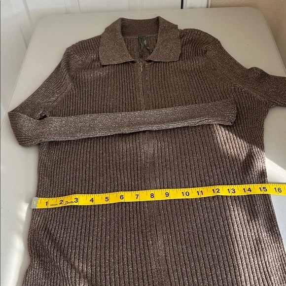 NWT ANTHROPOLOGIE Metallic Brown Long Sleeve Dress Sz. XL. - Picture 9 of 15